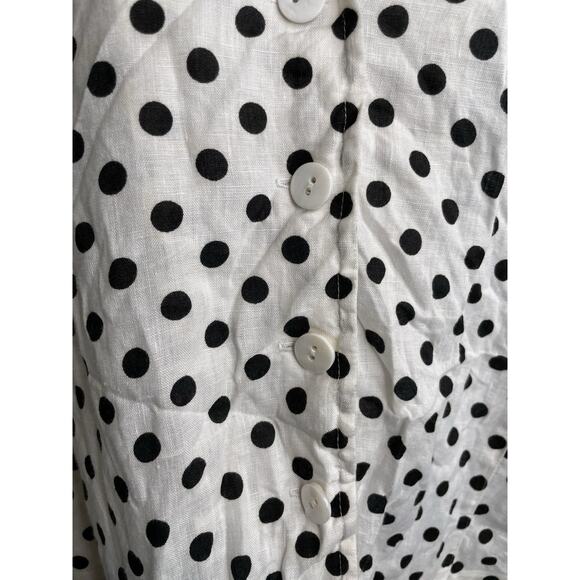 Talbots White Black Polka Dot 100% Linen Button Up Shirt Size 22W Old Money - Picture 3 of 10